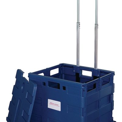 Office Depot® Brand Mobile Folding Cart With Lid, 16"H x 18"W x 15"D, Black - Blue