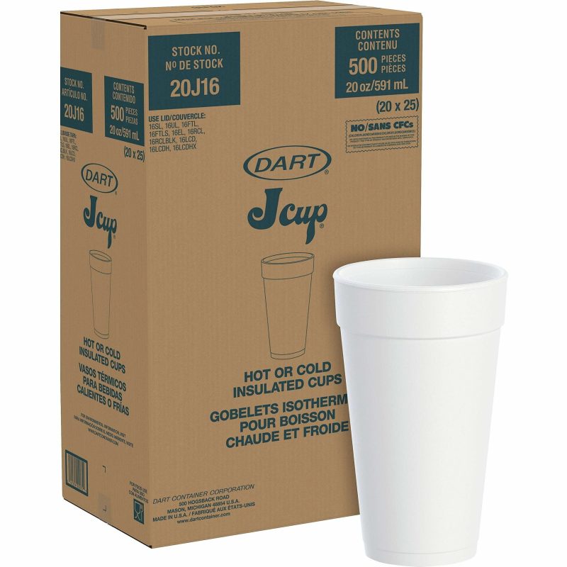 Dart® Insulated Foam Drinking Cups, White, 20 Oz, White, Pack Of 500 Cups - Image 2