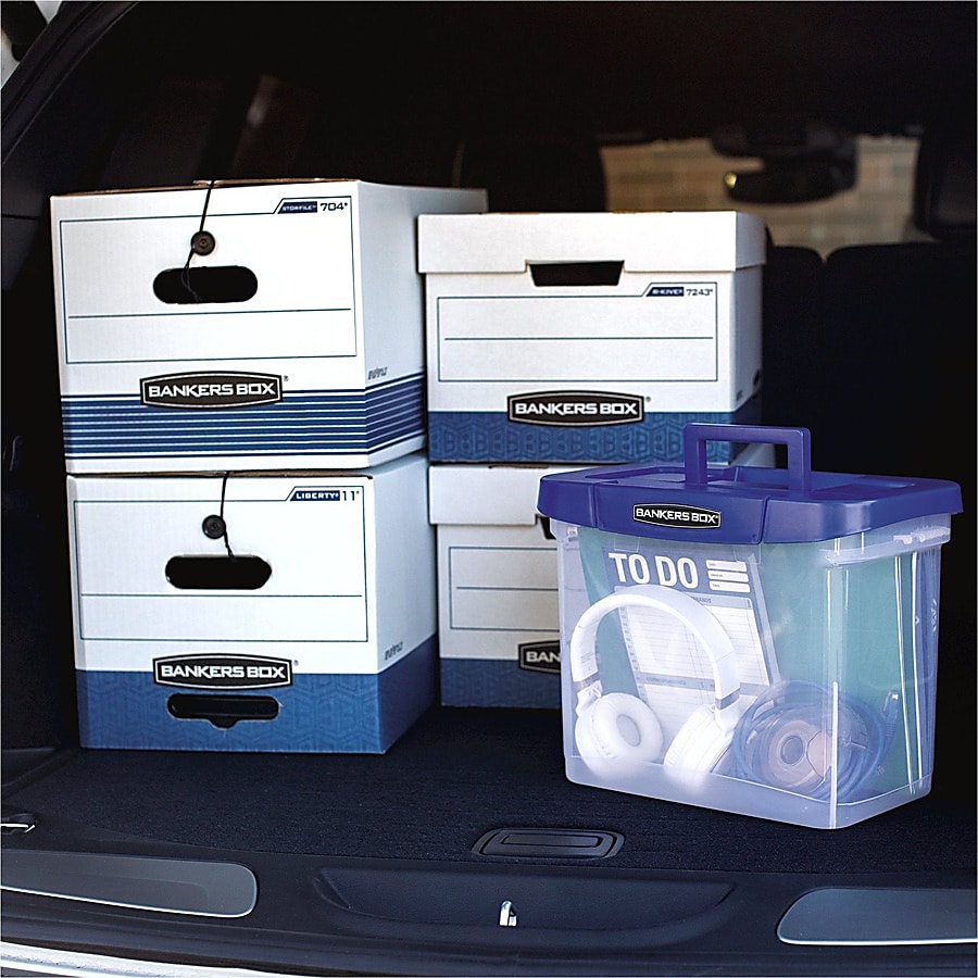 Bankers Box® Stor/File™ Stringed Medium-Duty Storage Boxes, Letter Size, 10" x 12" x 24", White/Blue, Case Of 20 - Image 8