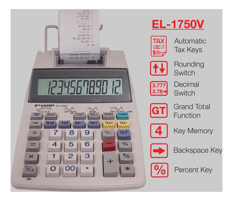 Sharp® EL-1750V Printing Calculator - Image 4