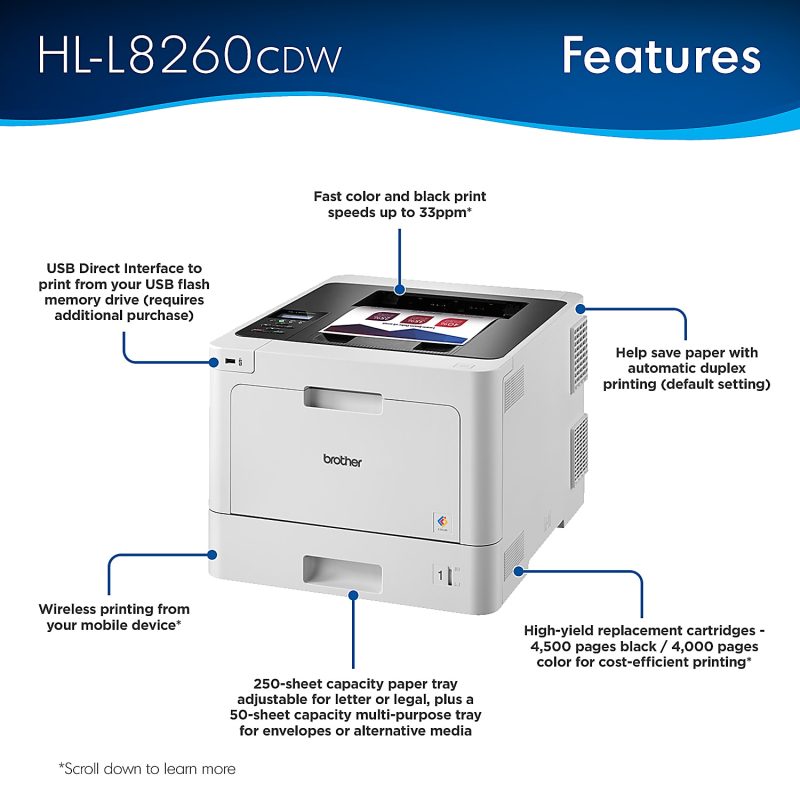 Brother® Business HL-L8260CDW Laser Color Printer - Image 2