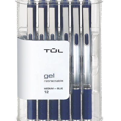TUL® GL Series Retractable Gel Pens, Medium Point, 0.7 mm, Silver Barrel, Assorted Standard & Bright Ink Colors, Pack Of 14 Pens - Blue,12