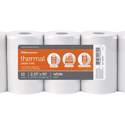 Office Depot® Brand Thermal Paper Rolls, 2-1/4" x 50', White, Pack Of 10