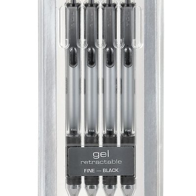 TUL® GL Series Retractable Gel Pens, Fine Point, 0.5 mm, Silver Barrel, Blue Ink, Pack Of 12 Pens - Black,4