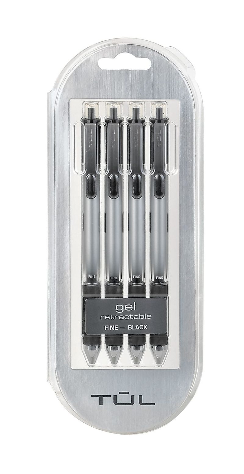 TUL® GL Series Retractable Gel Pens, Fine Point, 0.5 mm, Silver Barrel, Blue Ink, Pack Of 12 Pens - Black,4