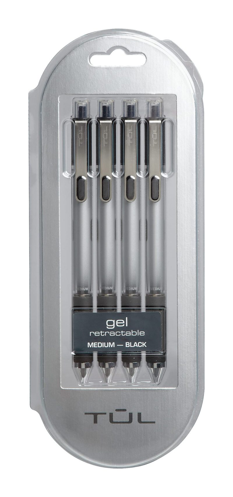 TUL® GL Series Retractable Gel Pens, Medium Point, 0.7 mm, Silver Barrel, Assorted Standard & Bright Ink Colors, Pack Of 14 Pens - Black,4