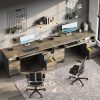 Bestier 59"W Double-Pedestal Executive Computer Desk With Open Storage & Drawer, Gray - Image 8