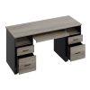 Bestier 59"W Double-Pedestal Executive Computer Desk With Open Storage & Drawer, Gray - Image 9