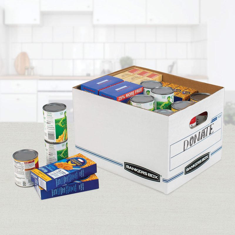 Bankers Box® Stor/File™ Standard-Duty Storage Boxes With Lift-Off Lids And Built-In Handles, Letter/Legal Size, 10" x 12" x 15", White/Blue, Case Of 13 - Image 8