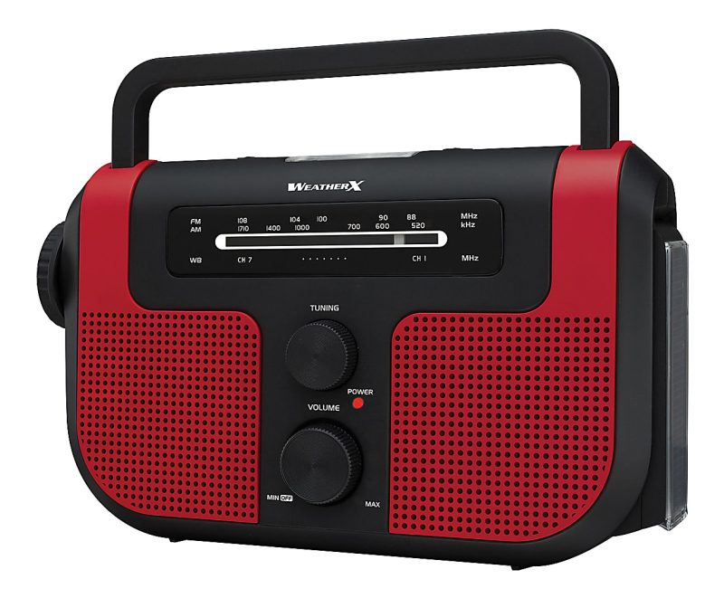 DPI WeatherX WR383R Weather And Alert Handheld Radio With AM/FM Radio, Black/Red