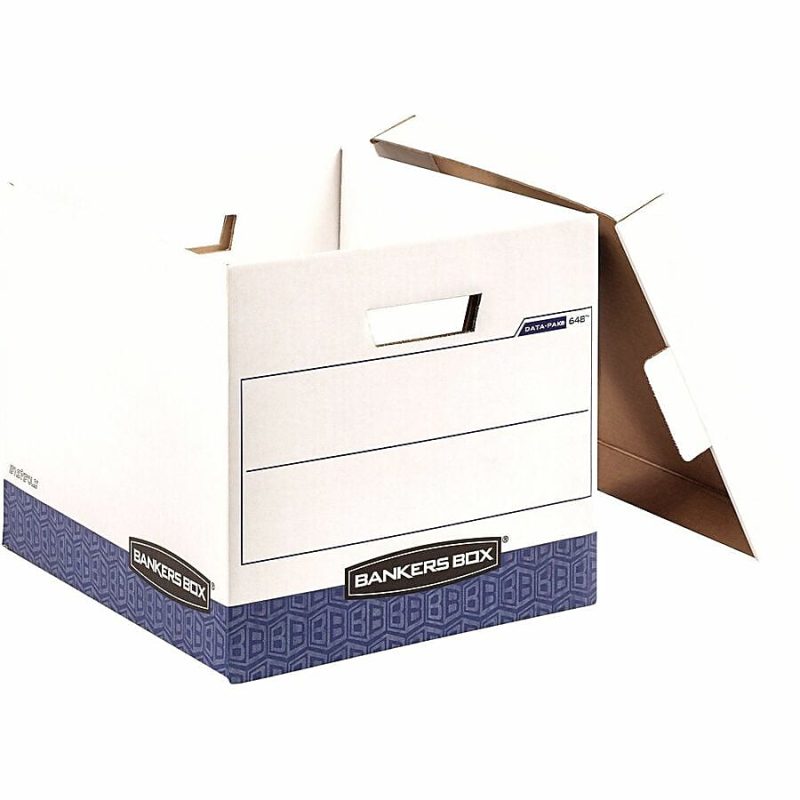Bankers Box® Printout Data Pak Storage Boxes With Lift-Off Lids, Letter/Legal Size, 13" x 13 3/4" x 17 3/4", White/Blue, Case Of 12 - Image 8