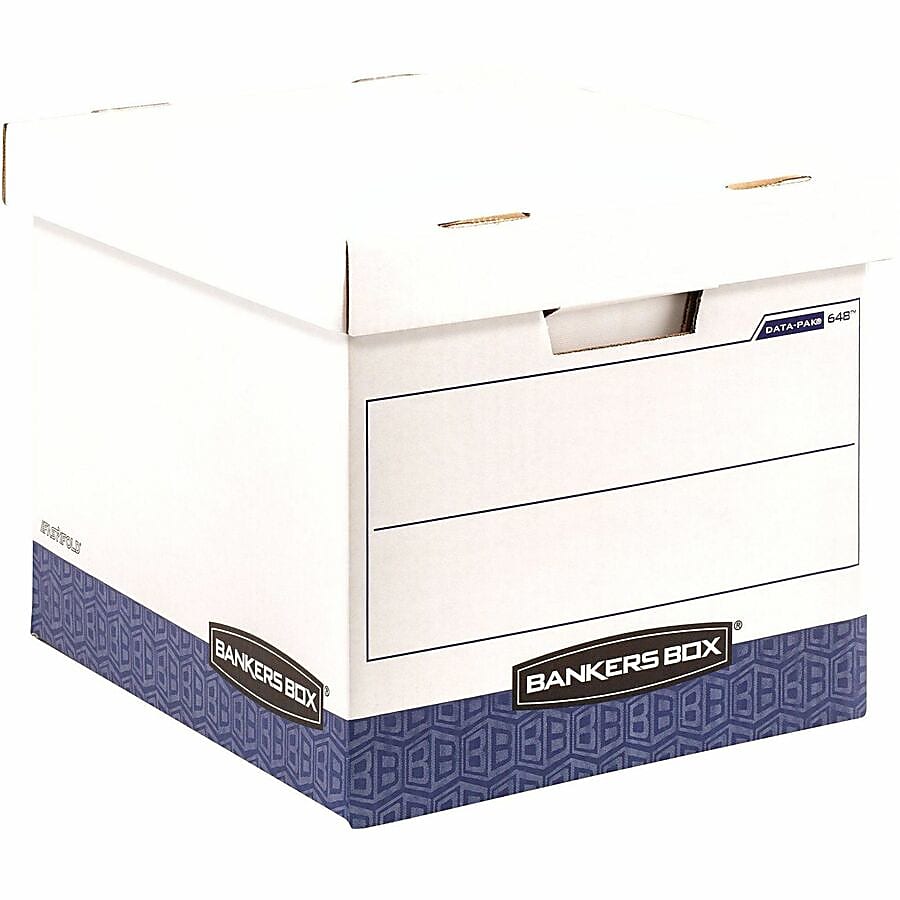 Bankers Box® Printout Data Pak Storage Boxes With Lift-Off Lids, Letter/Legal Size, 13" x 13 3/4" x 17 3/4", White/Blue, Case Of 12 - Image 9