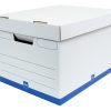 Office Depot® Brand Medium-Duty Quick Set-up Storage Boxes with Lift-Off Lid and Built-In Handles, Letter/Legal Size, 15" x 12" x 10", 60% Recycled, White/Blue, Pack Of 12 - Image 3