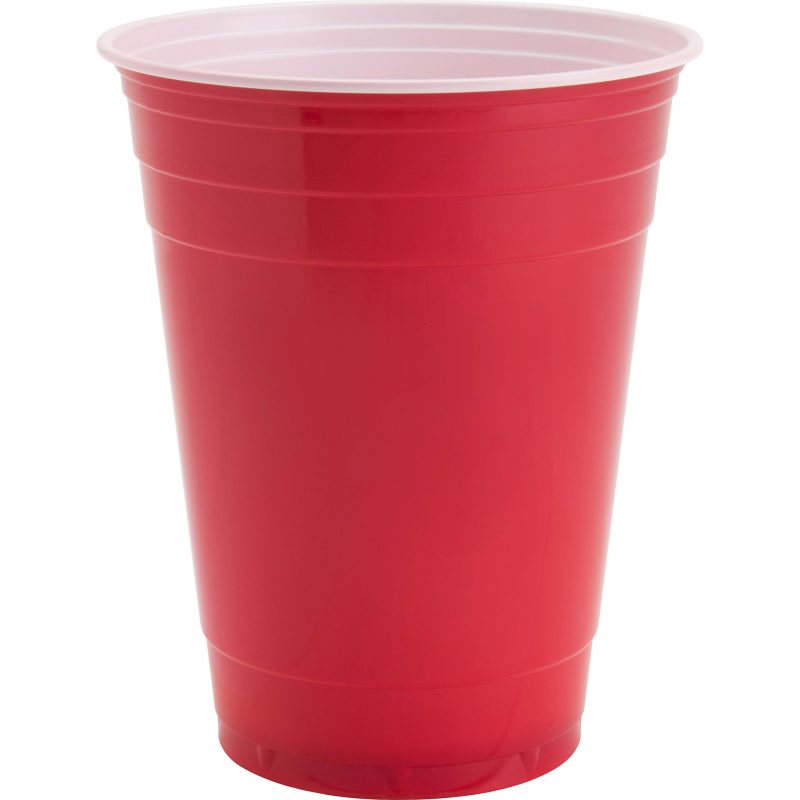 Genuine Joe 16 oz Plastic Party Cups - 50 - 16 fl oz - 1000 / Carton - Red - Plastic - Party, Cold Drink, Beverage - Image 4