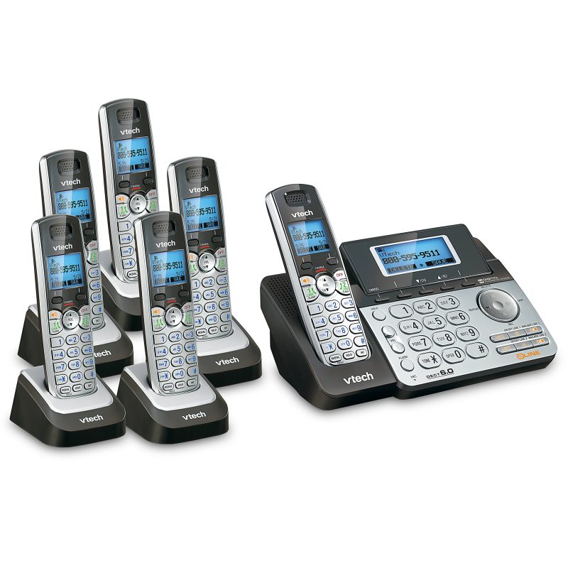 VTech® DS6151 DECT 6.0 Expandable 2-Line Phone System Plus 6 DS6101 Cordless Handsets - Image 2