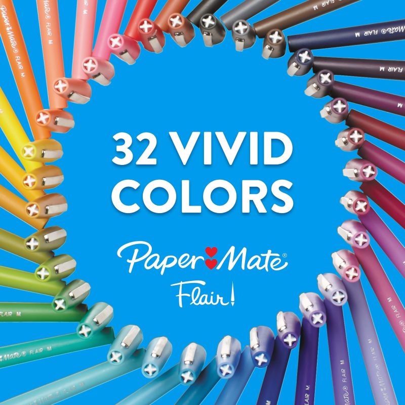 Paper Mate® Flair® Porous-Point Pens, Medium Point, 0.7 mm, Black Barrel, Black Ink, Pack Of 12 Pens - Image 2