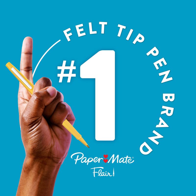 Paper Mate® Flair® Porous-Point Pens, Medium Point, 0.7 mm, Black Barrel, Black Ink, Pack Of 12 Pens - Image 5