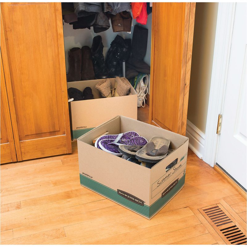 Bankers Box® Stor/File™ Medium-Duty Storage Boxes With Locking Lift-Off Lids And Built-In Handles, Letter/Legal Size, 15" x 12" x 10", 100% Recycled, Kraft/Green, Case Of 12 - Image 3