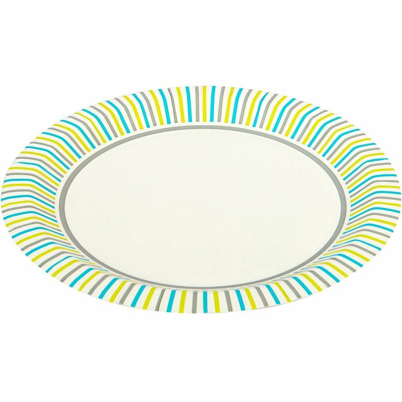 Genuine Joe 10" Printed Paper Plates - Disposable - 10" Diameter - Multi - 125 / Pack - Image 3