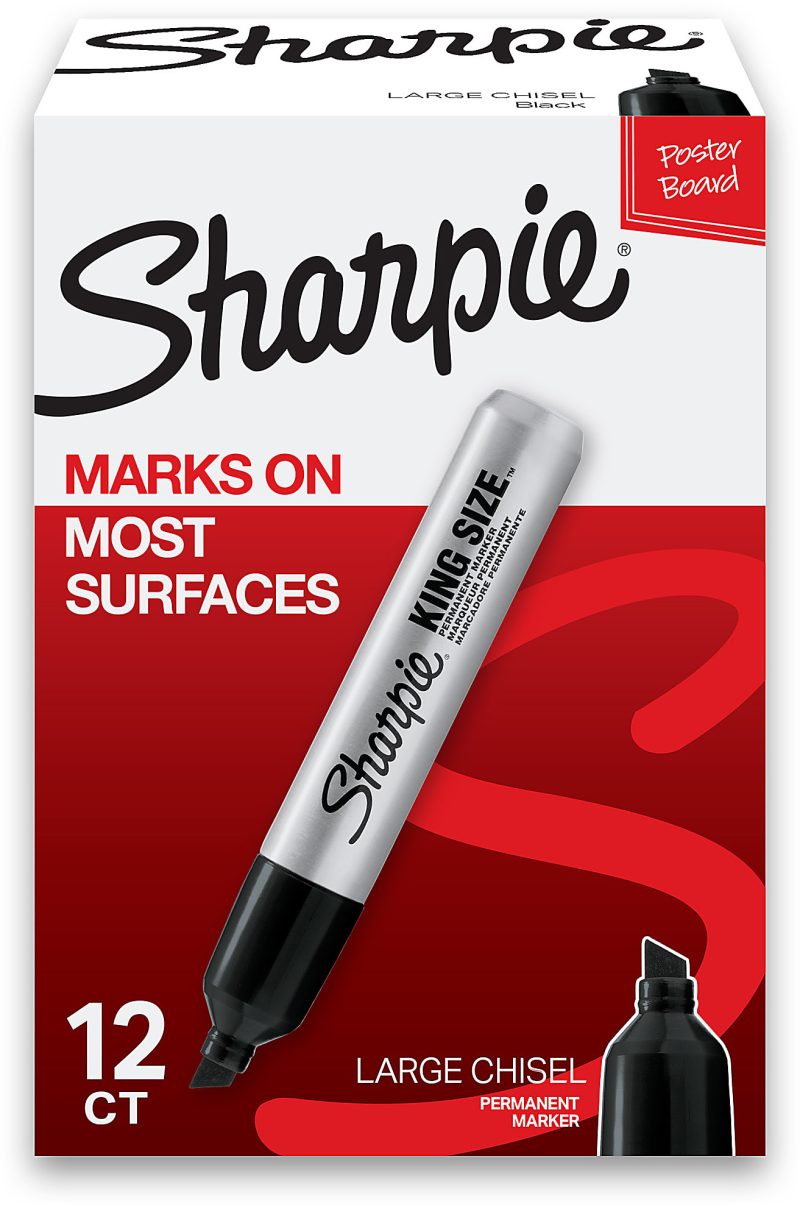 Sharpie® King-Size™ Permanent Markers, Black, Pack Of 12 - Black,12
