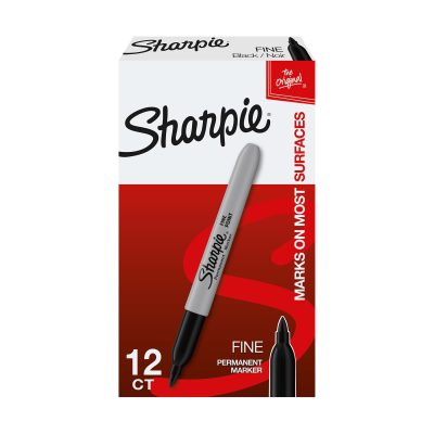 Sharpie® Permanent Fine-Point Markers, Red, Pack Of 36 - Black,12