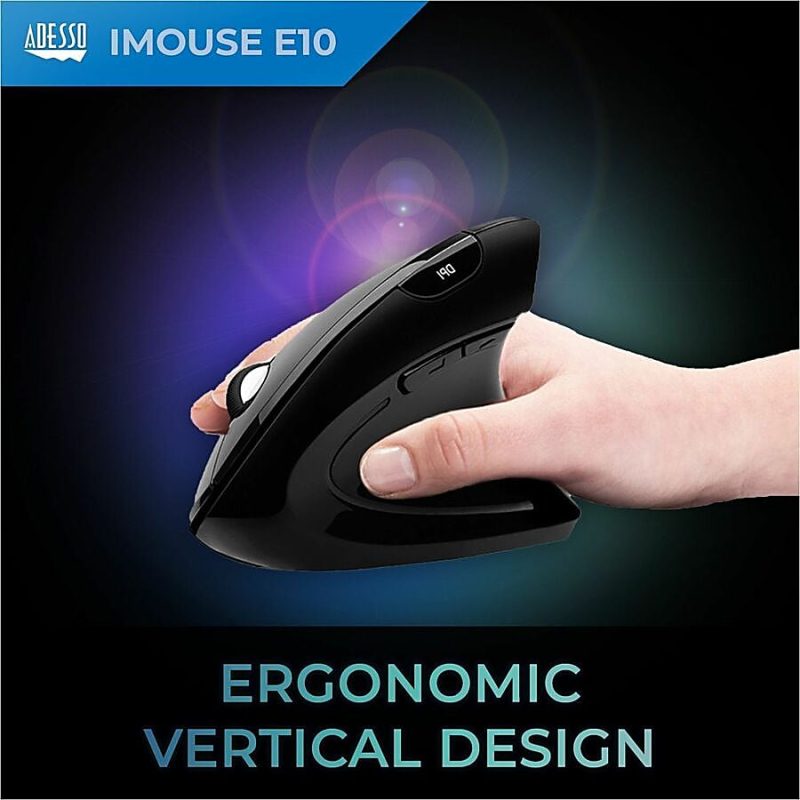 Adesso® iMouse E10 Wireless RF Vertical Ergonomic Optical Mouse - Image 4