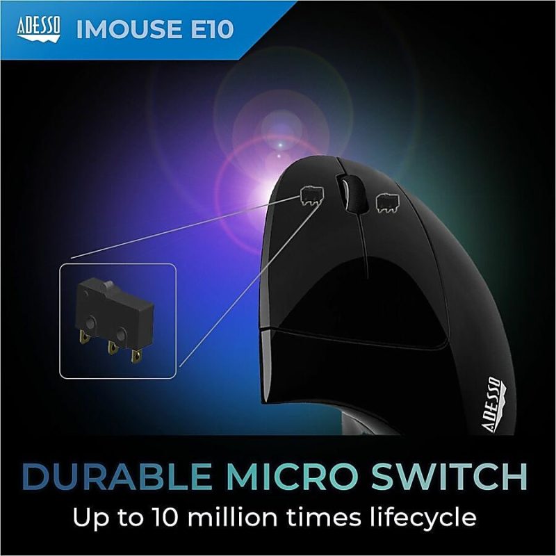 Adesso® iMouse E10 Wireless RF Vertical Ergonomic Optical Mouse - Image 6