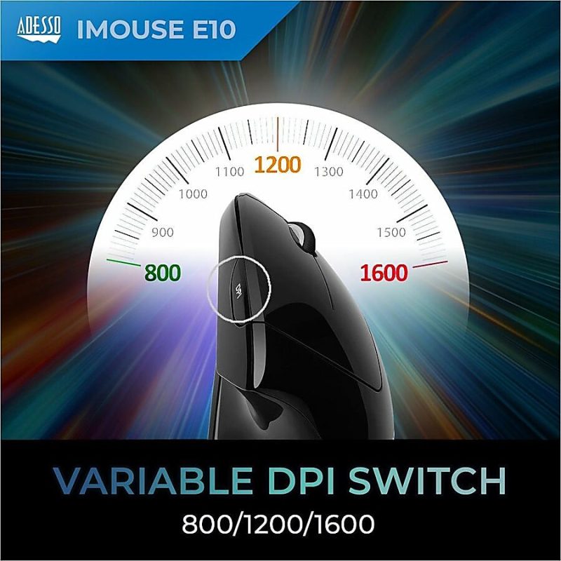 Adesso® iMouse E10 Wireless RF Vertical Ergonomic Optical Mouse - Image 7