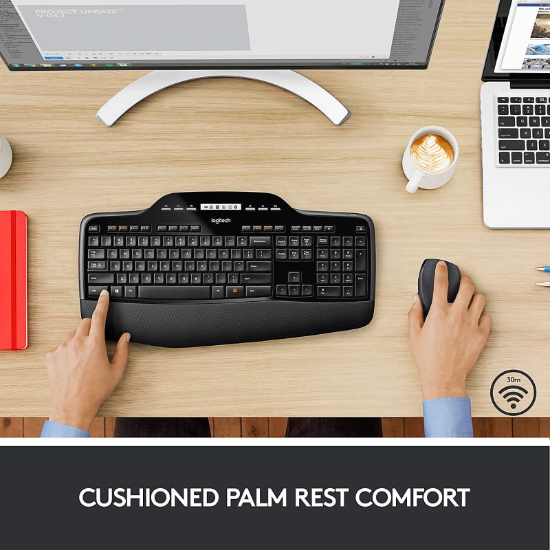 Logitech® MK710 Wireless Straight Full Size Keyboard & Right-Handed Optical Mouse, Black - Image 2