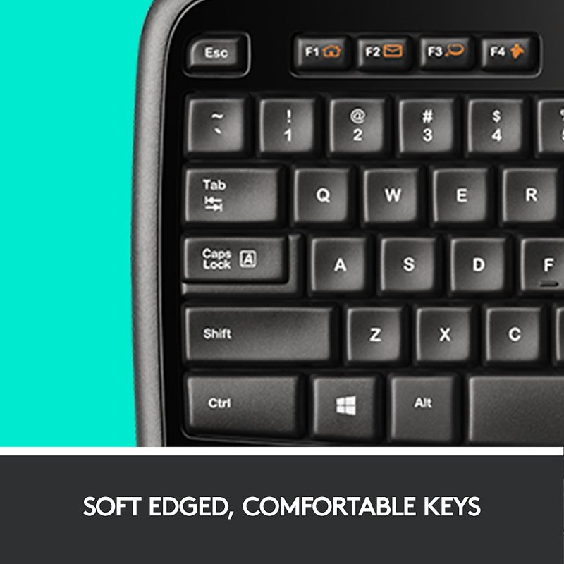 Logitech® MK710 Wireless Straight Full Size Keyboard & Right-Handed Optical Mouse, Black - Image 3