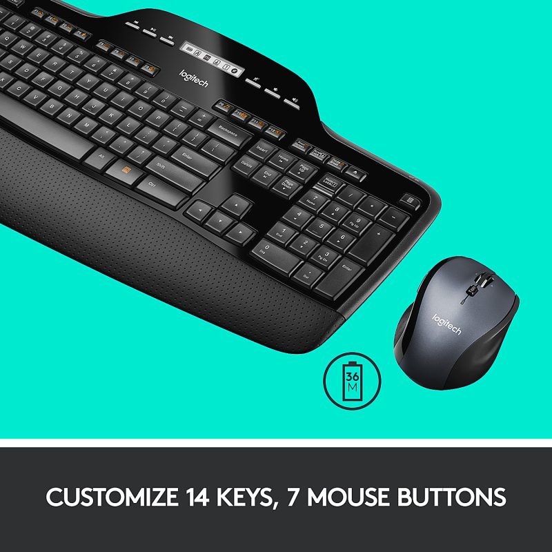 Logitech® MK710 Wireless Straight Full Size Keyboard & Right-Handed Optical Mouse, Black - Image 5