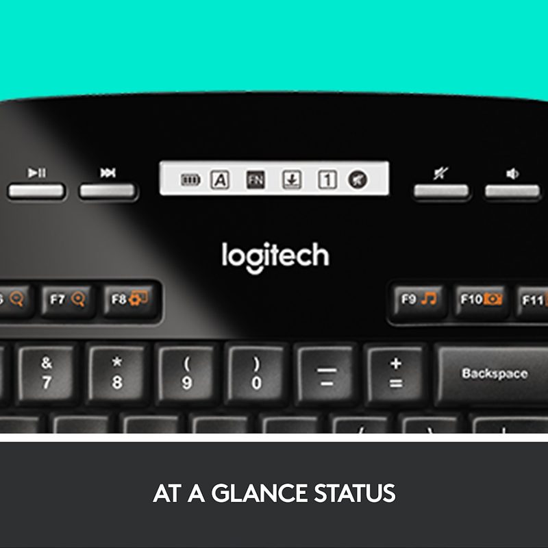 Logitech® MK710 Wireless Straight Full Size Keyboard & Right-Handed Optical Mouse, Black - Image 7