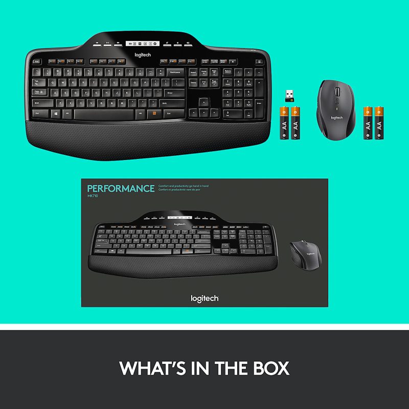 Logitech® MK710 Wireless Straight Full Size Keyboard & Right-Handed Optical Mouse, Black - Image 10