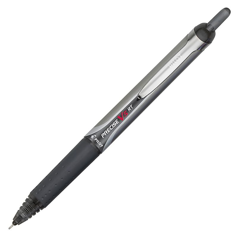 Pilot® Precise™ V5 Liquid Ink Retractable Rollerball Pens, Extra Fine Point, 0.5 mm, Black Barrels, Black Ink, Pack Of 12 - Image 2