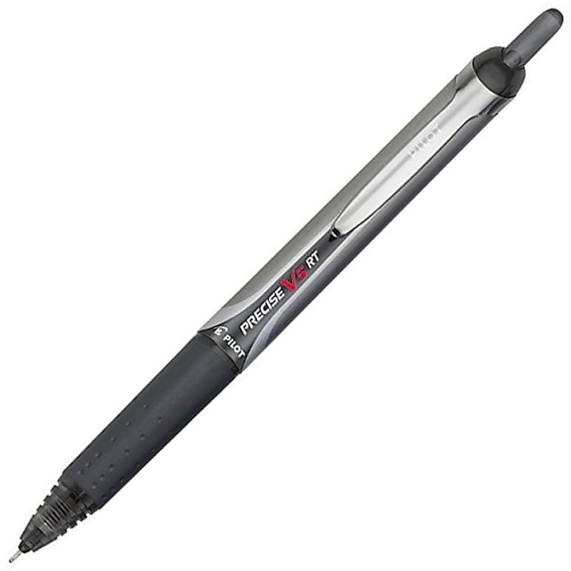 Pilot® Precise™ V5 Liquid Ink Retractable Rollerball Pens, Extra Fine Point, 0.5 mm, Black Barrels, Black Ink, Pack Of 12 - Image 3