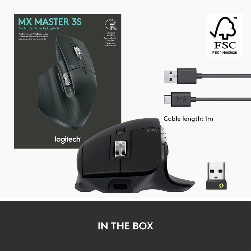 Logitech MX Master 3S - Wireless Performance Mouse with Ultra-fast Scrolling - Black - Ergo - 8K DPI - Track on Glass - Quiet Clicks - Image 11