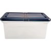 Advantus Extra Capacity Storage File Tote With Lid, Letter Size, 10 13/16" x 23" x 14 1/8", Clear/Navy - Image 3