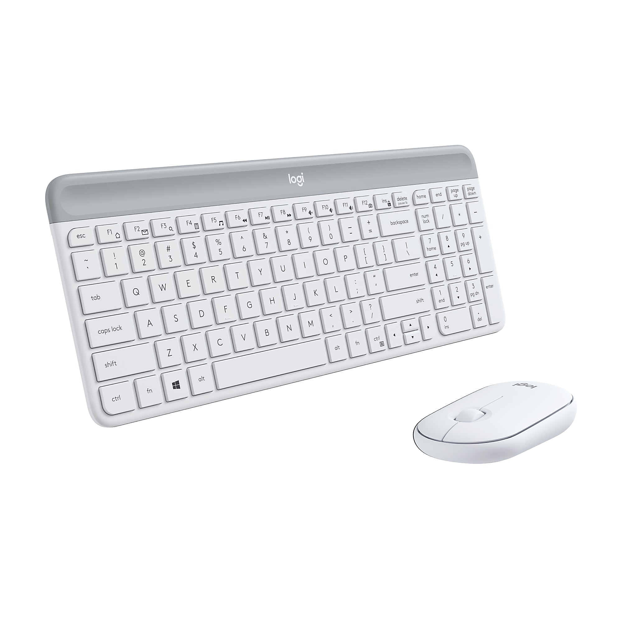Logitech MK470 Slim Wireless Keyboard and Mouse Combo - Modern Compact Layout, Ultra Quiet - Off White - USB Wireless RF - USB Wireless RF - Optical - 1000 dpi - 3 Button - Scroll Wheel - Symmetrical - AAA, AA