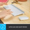 Logitech MK470 Slim Wireless Keyboard and Mouse Combo - Modern Compact Layout, Ultra Quiet - Off White - USB Wireless RF - USB Wireless RF - Optical - 1000 dpi - 3 Button - Scroll Wheel - Symmetrical - AAA, AA - Image 3