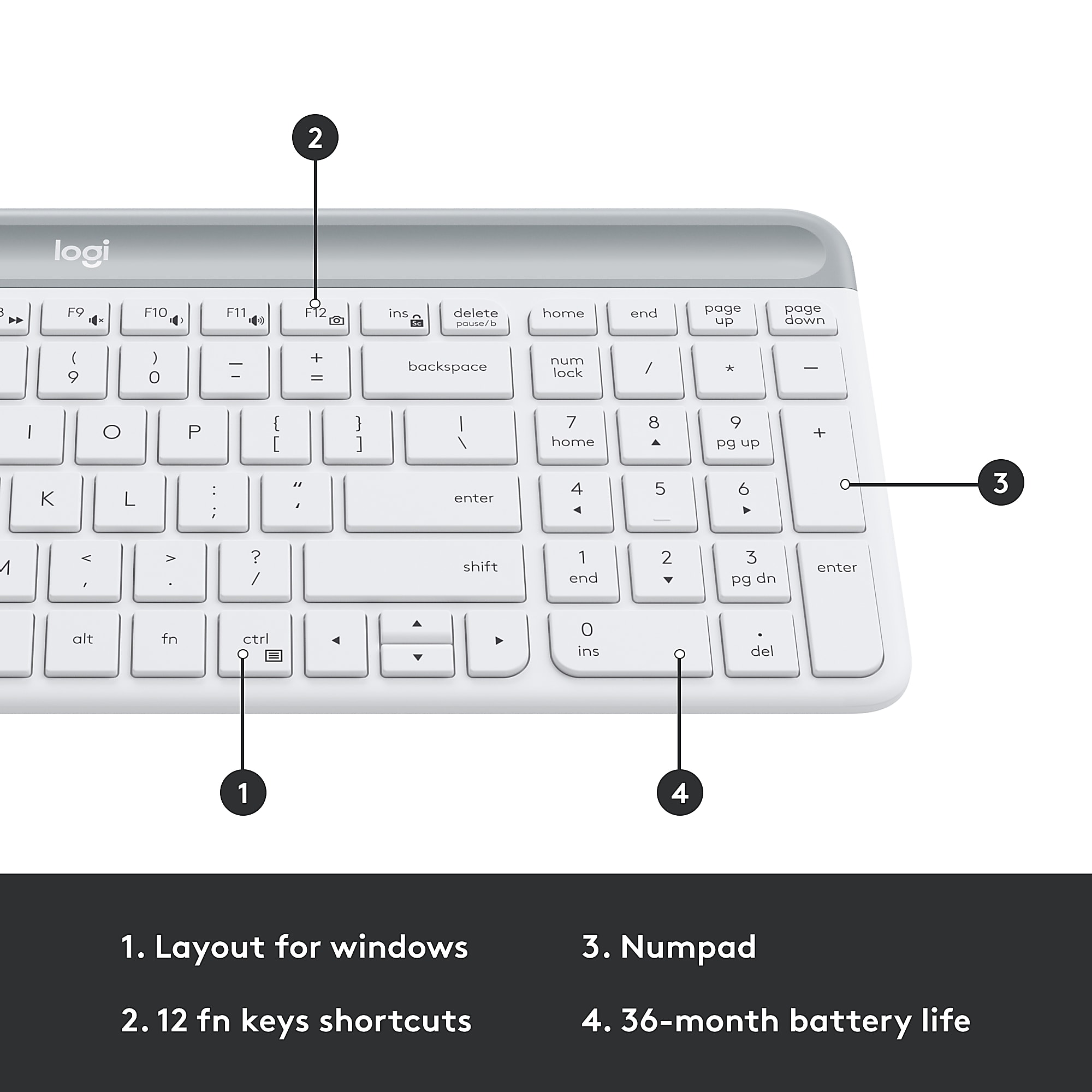 Logitech MK470 Slim Wireless Keyboard and Mouse Combo - Modern Compact Layout, Ultra Quiet - Off White - USB Wireless RF - USB Wireless RF - Optical - 1000 dpi - 3 Button - Scroll Wheel - Symmetrical - AAA, AA - Image 6
