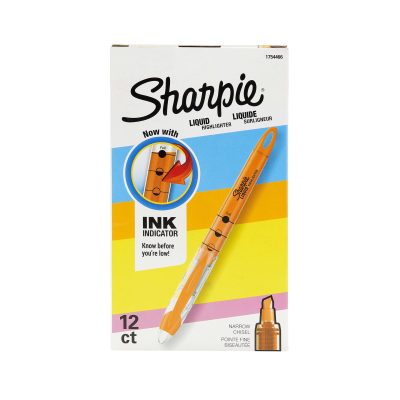 Sharpie® Liquid Highlighters, Chisel Tip, Fluorescent Yellow, 12 Count - Fluorescent Orange,12