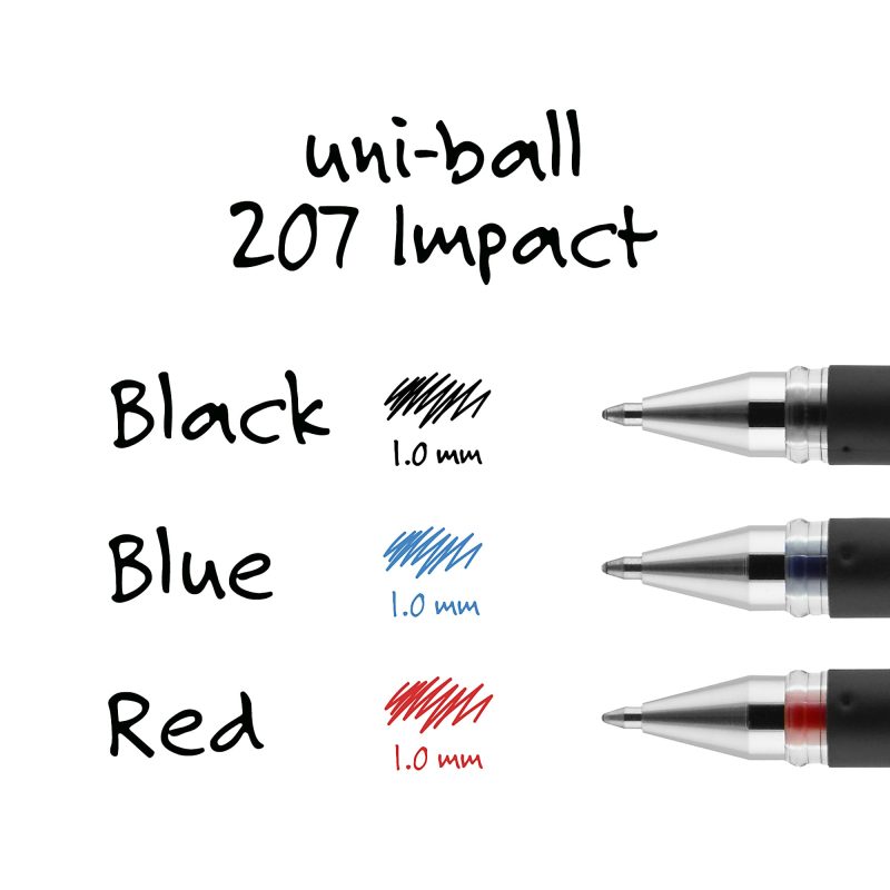 uni-ball® 207™ Impact™ Gel Pens, Bold Point, 1.0 mm, Black; Gray Barrel, Black Ink, Pack Of 12 - Image 4