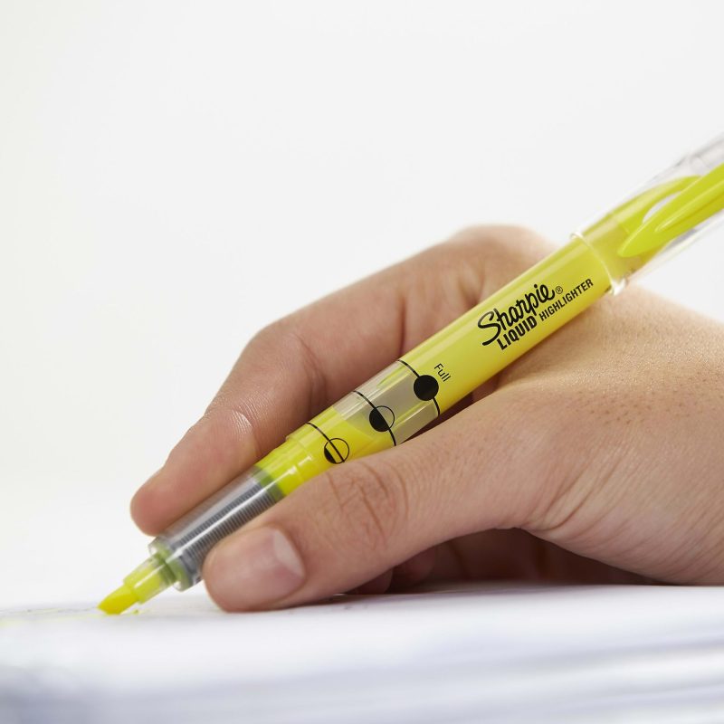 Sharpie® Liquid Highlighters, Chisel Tip, Fluorescent Yellow, 12 Count - Image 2
