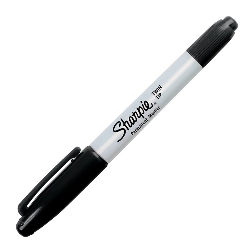 Sharpie® Twin-Tip Permanent Markers, Fine/Ultra Fine Points, Black, Pack Of 12 - Image 2
