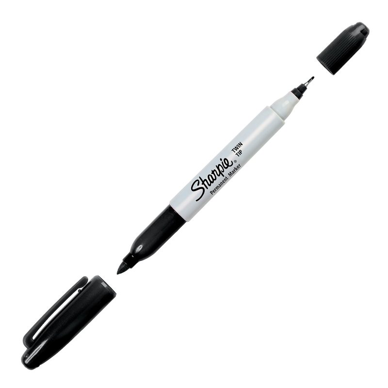 Sharpie® Twin-Tip Permanent Markers, Fine/Ultra Fine Points, Black, Pack Of 12 - Image 3