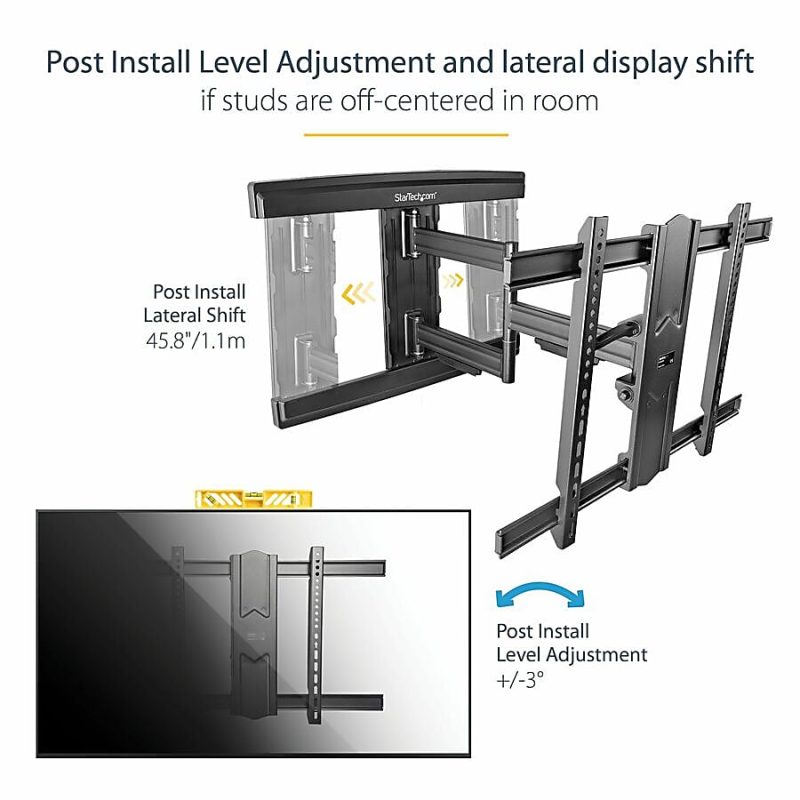 StarTech.com Full Motion TV Wall Mount - For up to 80" VESA Mount Displays - Articulating Arm - Steel - Adjustable Wall Mount TV Bracket - 1 Display(s) Supported80" Screen Support - 110.23 lb Load Capacity - Image 4