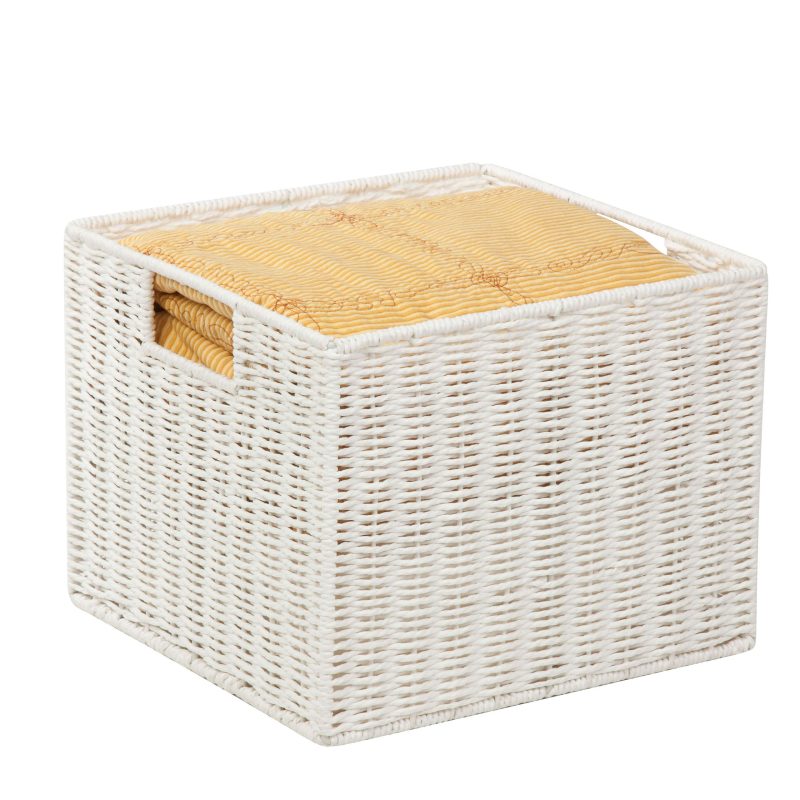 Honey-Can-Do Paper Rope Storage Crate, Medium Size, White - Image 2