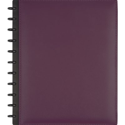 TUL® Custom Note-Taking System Discbound Notebook With Leather Cover, Letter Size, Narrow Ruled, 60 Sheets, Purple