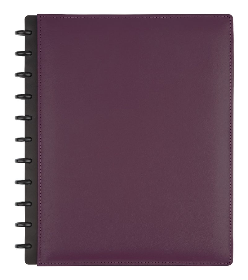 TUL® Custom Note-Taking System Discbound Notebook With Leather Cover, Letter Size, Narrow Ruled, 60 Sheets, Purple
