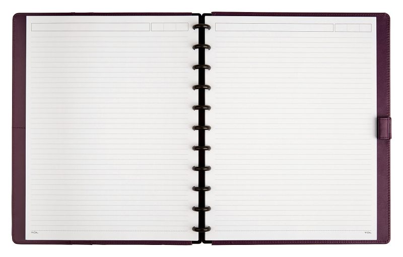 TUL® Custom Note-Taking System Discbound Notebook With Leather Cover, Letter Size, Narrow Ruled, 60 Sheets, Purple - Image 2